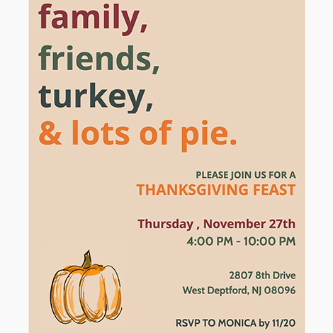 Family and Friends Thanksgiving Invite